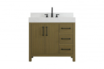 36 inch Single Bathroom Vanity In Chestnut Brown with backsplash (758|VF60636MCB-BS)
