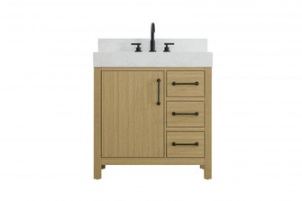 32 inch Single Bathroom Vanity In Honey Brown with backsplash (758|VF60632MHB-BS)