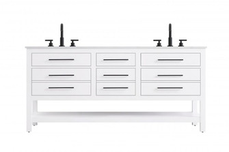 72 inch Double Bathroom Vanity in White (758|VF60572DWH)