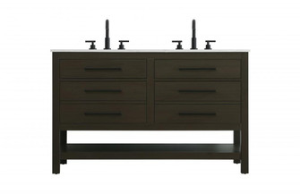 54 inch Double Bathroom Vanity in Mocha Brown (758|VF60554DMMB)