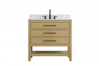 36  inch Single Bathroom Vanity in Honey Brown with backsplash (758|VF60536MHB-BS)