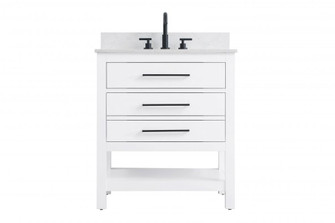 30 inch Single Bathroom Vanity in White with backsplash (758|VF60530WH-BS)