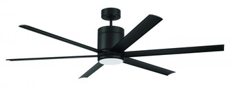 Tate 65'' 6-Blade Indoor/Outdoor (Wet) Ceiling Fan in Flat Black w/ Flat Black Blades; Light Kit  (20|TTE65FB6)