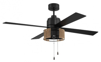 Kensey 52'' 4-Blade Ceiling Fan in Flat Black w/ Flat Black/Natural Oak Blades; Integrated Light  (20|KNS52FB4)