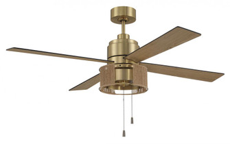 Kensey 52'' 4-Blade Ceiling Fan in Satin Brass w/ Flat Black/Natural Oak Blades (20|KNS52SB4)