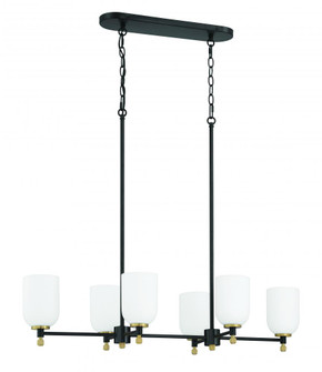 Council 6 Light Island in Flat Black/Satin Brass (20|60376-FBSB)