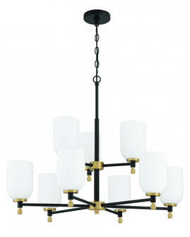 Council 9 Light Chandelier in Flat Black/Satin Brass (20|60329-FBSB)