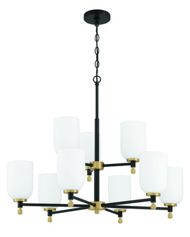 Council 9 Light Chandelier in Flat Black/Satin Brass (20|60329-FBSB)