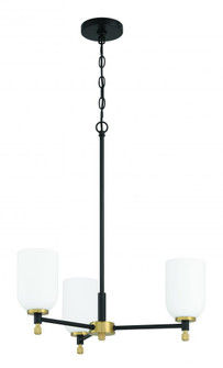 Council 3 Light Chandelier in Flat Black/Satin Brass (20|60323-FBSB)