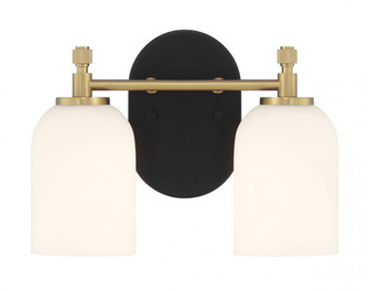 Council 2 Light Vanity in Flat Black/Satin Brass (20|60302-FBSB)