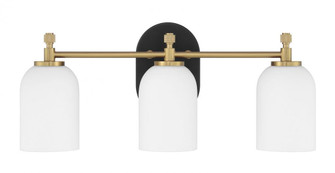 Council 3 Light Vanity in Flat Black/Satin Brass (20|60303-FBSB)