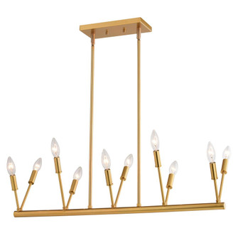 Warwick 32.25-in. W 10 Light Linear Chandelier Natural Brass (51|H0306)