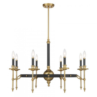 Consulate 8-Light Chandelier in Matte Black and Warm Brass (128|1-9512-8-143)