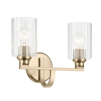 Gioe 14.25'' 2-Light Vanity Light with Clear Fluted Glass in Champagne Bronze (10687|55225CPZFLU)