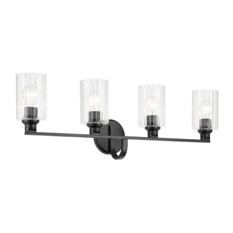 Gioe 32.25'' 4-Light Vanity Light with Clear Fluted Glass in Black (10687|55227BKFLU)