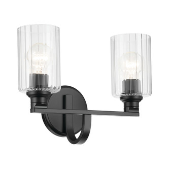 Gioe 14.25'' 2-Light Vanity Light with Clear Fluted Glass in Black (10687|55225BKFLU)