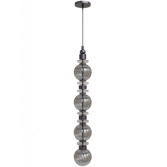 Avra 36''H Stacked LED Pendant in Black/Smoked Glass (4450|HF7904-BK)