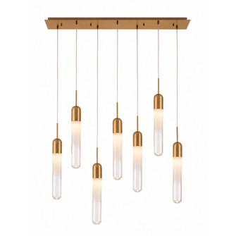 Tribeca 7-Light 25''W LED Chandelier in Aged Brass/Ombre White Glass (4450|HF7407-AB)