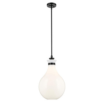 Laria 14 Inch 1 Light Pendant with Opal Glass in Black (10687|52777BK)