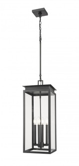 4 Light Outdoor Chain Mount Ceiling Fixture (276|5018CHB-BK)