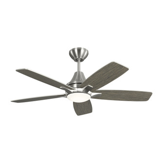 Lowden 44 LED Ceiling Fan in Brushed Steel W/Silver/Lt Grey Weathered Oak Reversible Blades & Lt Kit (38|5LWDR44BSLGD)