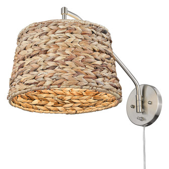 Wry Lighting Ryleigh 1-light Swing Arm Wall Lamp in Pewter and Woven Sweet Grass shade (36|3694-A1W PW-WSG)