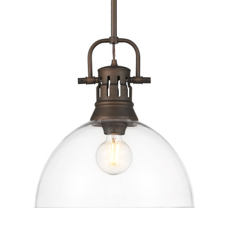 Yep by Golden Lighting Duncan 1-light 14in rod hung Pendant in Rubbed Bronze and Clear Glass (36|3604-L RBZ-CLR)