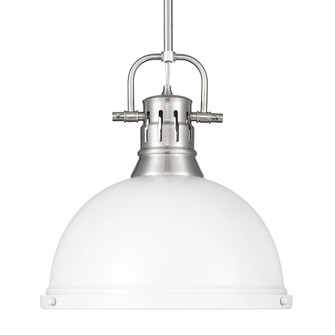 Yep by Golden Lighting Duncan 1-light 14in Rod Hung Pendant in Pewter and Matte White shade (36|3604-L PW-WHT)