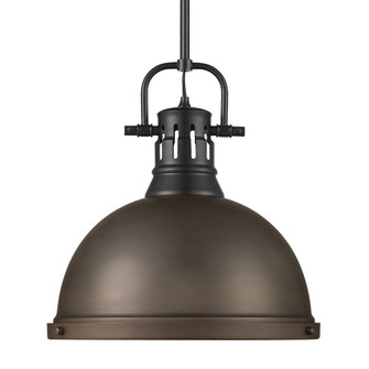 Yep by Golden Lighting Duncan 1-light 14in Rod Hung Pendant in Matte Black and Rubbed Bronze shade (36|3604-L BLK-RBZ)
