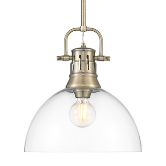 Yep by Golden Lighting Duncan 1-light 14in rod hung Pendant in Aged Brass and Clear Glass (36|3604-L AB-CLR)