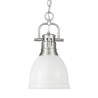 Yep by Golden Lighting Duncan 1-light 9in Chain Hung Pendant in Pewter and Matte White shade (36|3602-S PW-WHT)