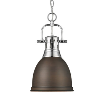 Yep by Golden Lighting Duncan 1-light 9in Chain Hung Pendant in Chrome and Rubbed Bronze shade (36|3602-S CH-RBZ)