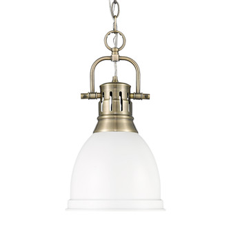 Yep by Golden Lighting Duncan 1-light 9in Chain Hung Pendant in Aged Brass and Matte White shade (36|3602-S AB-WHT)