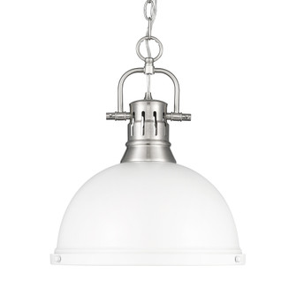 Yep by Golden Lighting Duncan 1-light 14in Chain Hung Pendant in Pewter and Matte White shade (36|3602-L PW-WHT)
