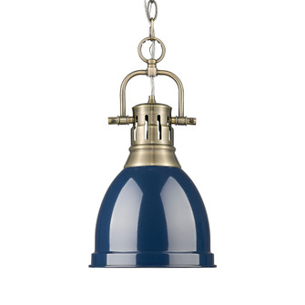 Yep by Golden Lighting Duncan 1-light 9in Chain Hung Pendant in Aged Brass and Navy Blue shade (36|3602-S AB-NVY)