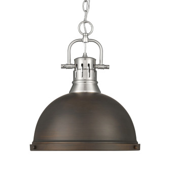 Yep by Golden Lighting Duncan 1-light 14in Chain Hung Pendant in Pewter and Rubbed Bronze shade (36|3602-L PW-RBZ)