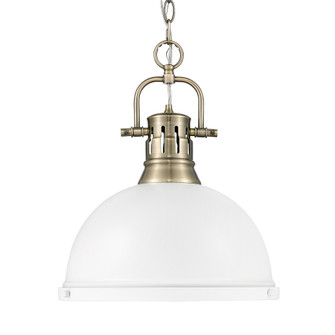 Yep by Golden Lighting Duncan 1-light 14in Chain Hung Pendant in Aged Brass and Matte White shade (36|3602-L AB-WHT)