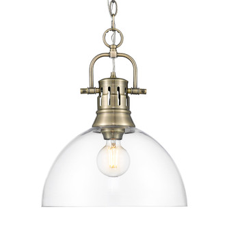 Yep by Golden Lighting Duncan 1-light 14in chain hung Pendant in Aged Brass and Clear Glass (36|3602-L AB-CLR)