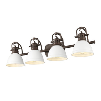 Yep by Golden Lighting Duncan 4-light Vanity in Rubbed Bronze and Matte White shade (36|3602-BA4 RBZ-WHT)