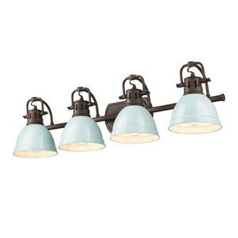 Yep by Golden Lighting Duncan 4-light Vanity in Rubbed Bronze and Seafoam shade (36|3602-BA4 RBZ-SF)