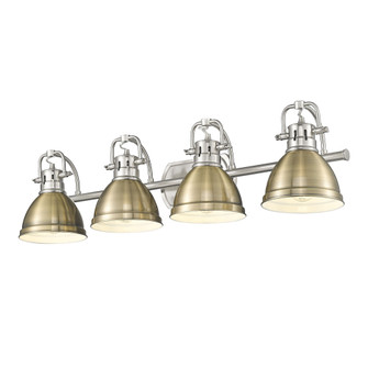 Yep by Golden Lighting Duncan 4-light Vanity in Pewter and Aged Brass shade (36|3602-BA4 PW-AB)