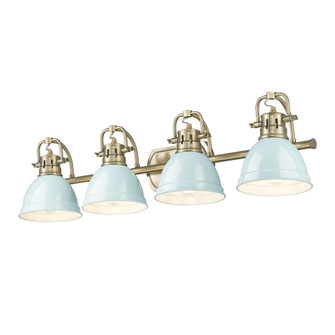 Yep by Golden Lighting Duncan 4-light Vanity in Aged Brass and Seafoam shade (36|3602-BA4 AB-SF)