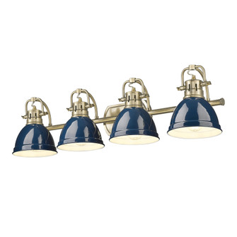 Yep by Golden Lighting Duncan 4-light Vanity in Aged Brass and Navy Blue shade (36|3602-BA4 AB-NVY)