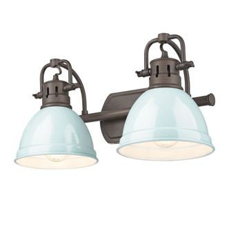 Yep by Golden Lighting Duncan 2-light Vanity in Rubbed Bronze and Seafoam shade (36|3602-BA2 RBZ-SF)