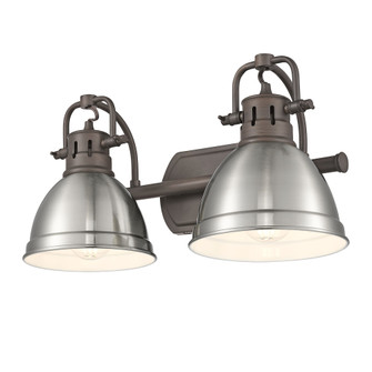 Yep by Golden Lighting Duncan 2-light Vanity in Rubbed Bronze and Pewter shade (36|3602-BA2 RBZ-PW)