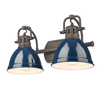 Yep by Golden Lighting Duncan 2-light Vanity in Rubbed Bronze and Navy Blue shade (36|3602-BA2 RBZ-NVY)