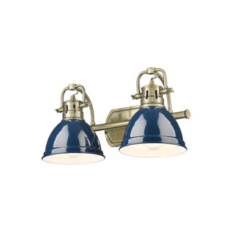 Yep by Golden Lighting Duncan 2-light Vanity in Aged Brass and Navy Blue shade (36|3602-BA2 AB-NVY)