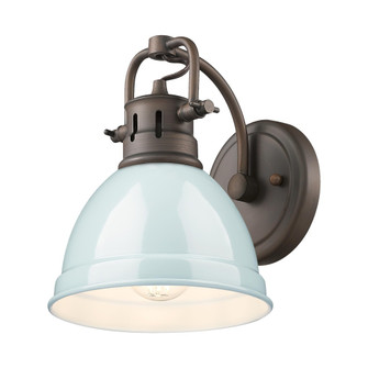 Yep by Golden Lighting Duncan 1-light Vanity in Rubbed Bronze and Seafoam shade (36|3602-BA1 RBZ-SF)