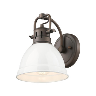 Yep by Golden Lighting Duncan 1-light Vanity in Rubbed Bronze and White shade (36|3602-BA1 RBZ-WH)