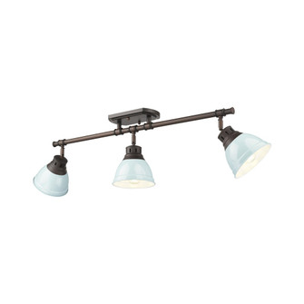 Yep by Golden Lighting Duncan 3-light Semi-Flush Mount in Rubbed Bronze and Seafoam shade (36|3602-3SF RBZ-SF)